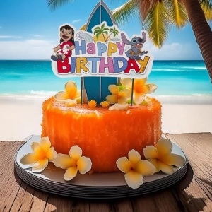 Zpich na dort Happy Birthday Stitch 17,5 cm