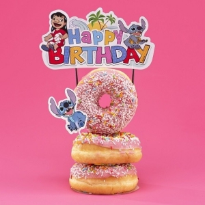 Zpich na dort Happy Birthday Stitch 17,5 cm