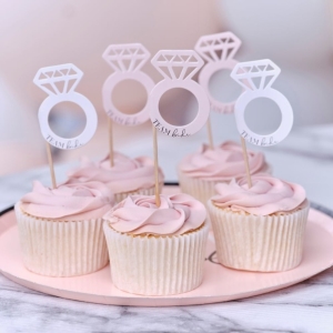 Zpichy do cupcakes Prsteny Team Bride 12 ks