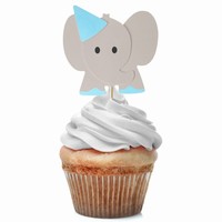 Zápichy na cupcakes Slon modrý 10 ks