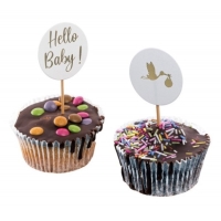 Zpichy na cupcakes "Hello Baby!" 6 ks