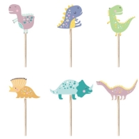 Zpichy na tortu Dinosaury 10 cm 6 ks