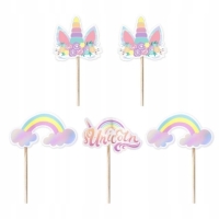 Zpichy na tortu Unicorn 9 cm 5 ks