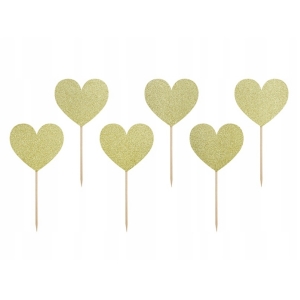 Z�pichy na dort zlat� srdce 6 ks