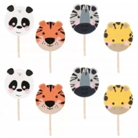 Zpichy na torty a cupcakes Zvieratk zo ZOO 9,5 cm (8 ks)