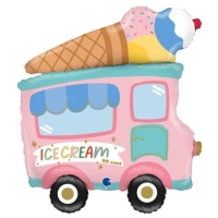 Balónik fóliový Auto zdobené obriou zmrzlinou a nápisom "Ice Cream 99 cent".