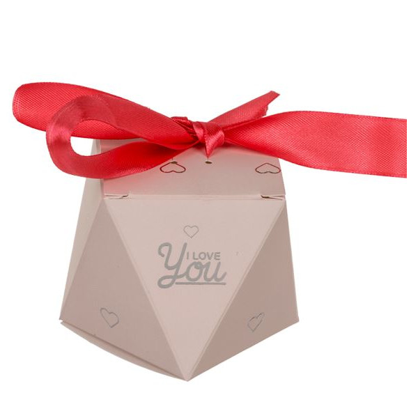 Krabička darčeková so stuhou I Love You ružová 6x8,5 cm (1 ks)