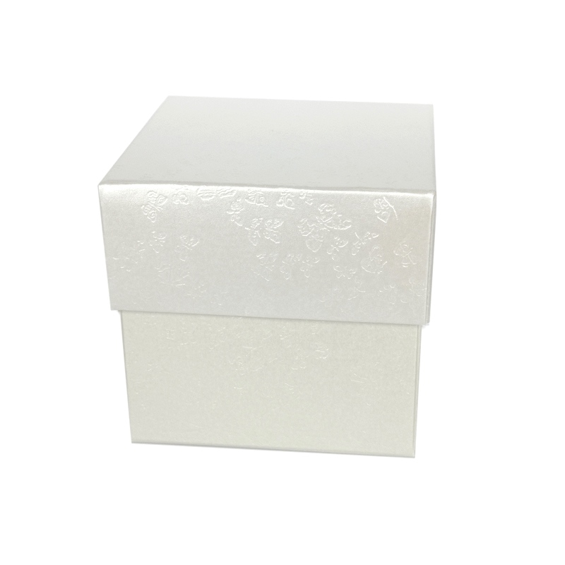 Krabička kocka Farfale krémová/biela 7,5 x 7,5 x 7 cm