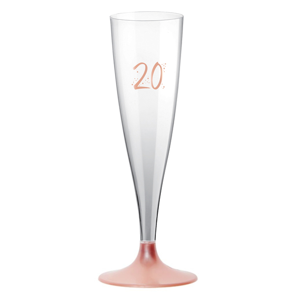 Šampusky plastové 20. narozeniny Rose Gold 14cl 6ks