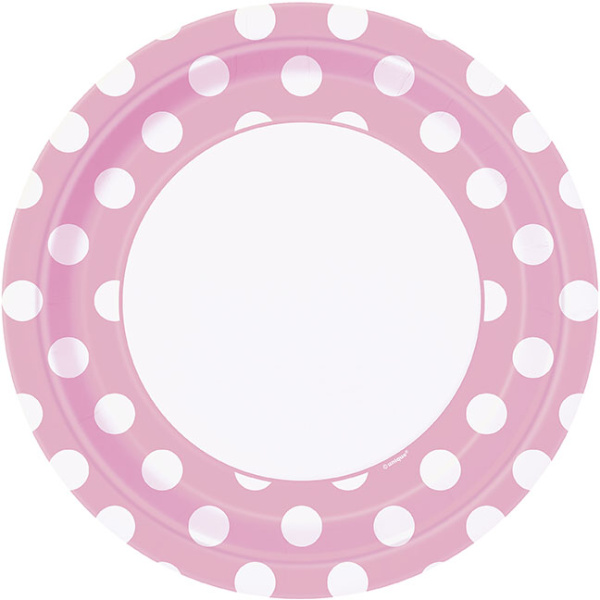 Taniere papierové s bodkami Lovely Pink 22 cm, 8 ks
