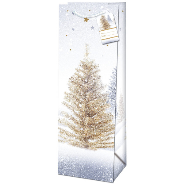 Taška darčeková na fľašu Stromčeky v záveji 36 x 12,6 x 8,9 cm