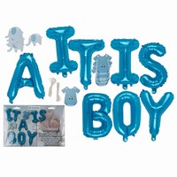 Balónikový nápis It is a Boy s papierovými dekoráciami 35 cm