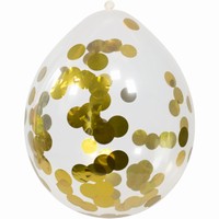 Balóniky latexové transparentné s konfetami zlaté 30 cm 4 ks