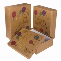 Darčekové krabičky Happy Birthday Kraft s balónikmi 36 x 29,5 x 11 cm, 3 ks