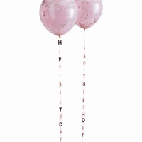 Girlanda na zavesenie na balóniky Happy Birthday Rose Gold 1 m, 5 ks