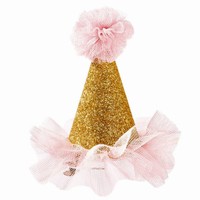 Mini čiapočka glitrová ružová/zlatá na klipe