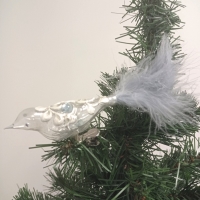 Ozdoba vianočná Metallic dekor s modrým kamienkom - vták veľký