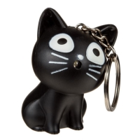 Prívesok na kľúče so zvukom a svetielkom Mačka čierna 5 cm