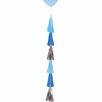 Strapcový chvost na balónik modrá/strieborná 70 cm 1 ks