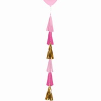 Strapcový chvost na balónik ružová/zlatá 70 cm 1 ks