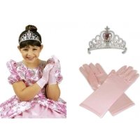 Set detský ružový rukavice a korunka