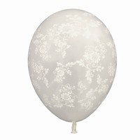 Balónik latexový biely a biely ornament 1 ks