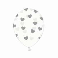 Balónik s potlačou transparent Srdce strieborné 1 ks