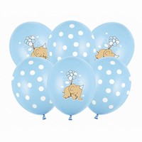 Balnky 50 ks s potiskem "Slon a teky" modr 30 cm