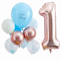 SET balónikov 1. narodeniny modré/Rose Gold 10ks
