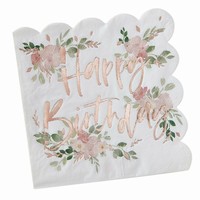 SERVÍTKY papierové Floral Happy Birthday 16,5x16,5cm 16ks