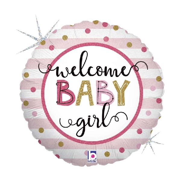 Balónik fóliový Welcome baby GIRL