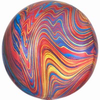 BALÓNEK fóliový MARBLEZ koule barevná Červená 40cm