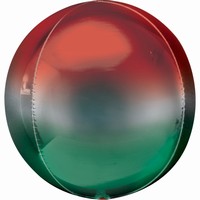 BALÓNEK fóliový OBRZ koule Ombré červeno-zelená 40cm