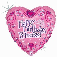 BALÓNIK fóliový Srdce Happy Birthday Princess 46cm