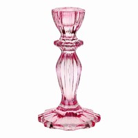 Svietnik sklenený ružový vysoký 16 cm