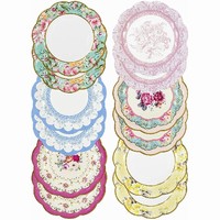 Tanieriky papierov Vintage Floral 18 cm, 12 ks