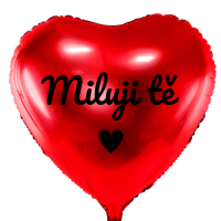Balnek fliov, erven, s eskm npisem "Miluju t", 45 cm