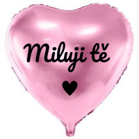 Balnek fliov, rov, s eskm npisem "Miluju t", 45 cm
