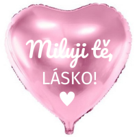 Balnek fliov, rov, s eskm npisem "Miluju t, lsko", 45 cm