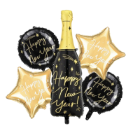 Balnkov set Happy New Year erno- zlat 5 ks
