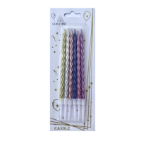 Svky dortov spirlov metalick barevn 13 cm 6 ks