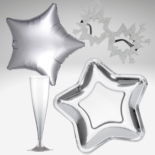 Party metalicka silver dots