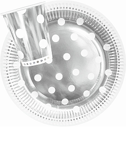 Party metalicka silver dots