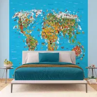 Detsk vliesov fototapeta na stenu Detsk Mapa Sveta | 375 x 270 cm | FTNS 2441
