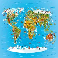 Detsk vliesov fototapeta na stenu Detsk Mapa Sveta | 155 x 110 cm | FTNM 2650