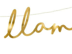Baner Lama - Lalala Llama, zlat, 12,5x82cm