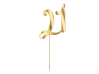 Topper na dort ''21'', zlato, 20,5 cm