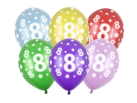 Balnky 30cm, 8th Birthday, Metallic Mix (1 bal. / 50 ks)