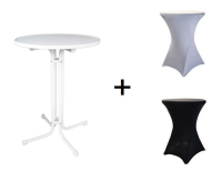 Elegantn koktailov skladac bistro stl 80 cm, biely, EBSTL80 Farba obrusu: IERNA / BLACK